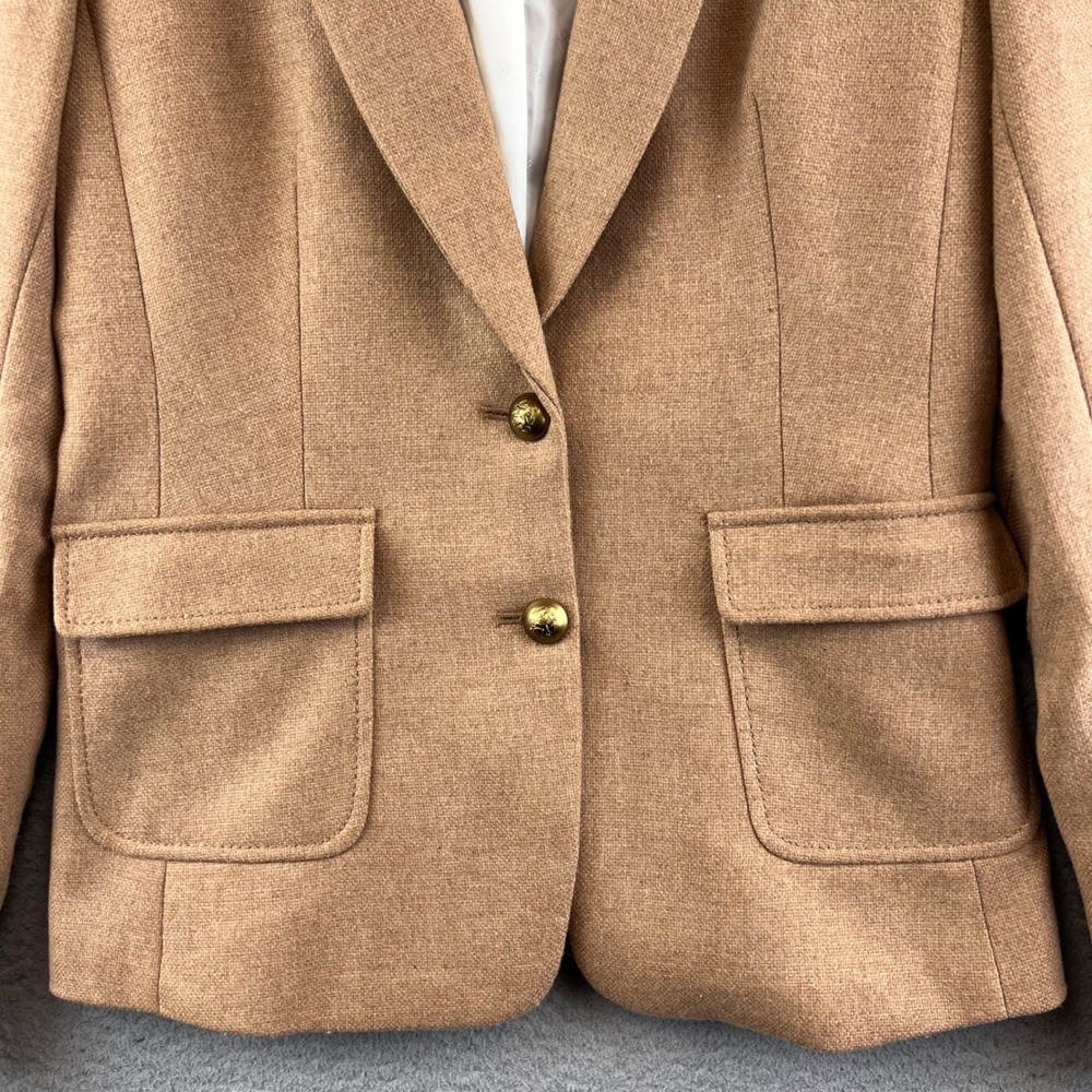 Banana Republic Jacket Blazer Wool Blend Tan Gold Button Size 2 - Picture 3 of 12